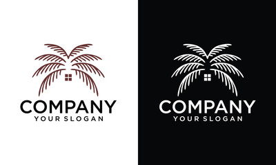 Creative palm home logo. vector house