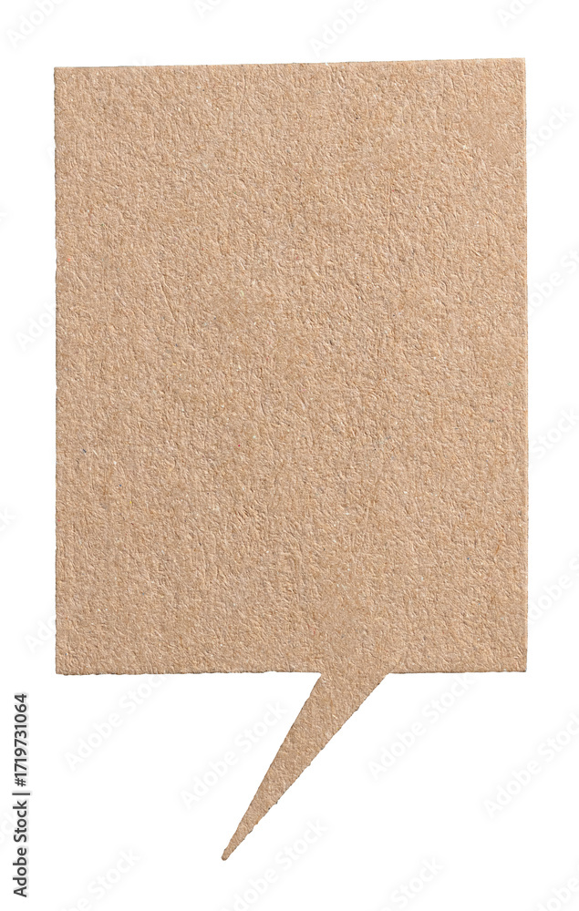 Poster blank brown cut out cardboard speech bubble with copy space for text on transparent png background d