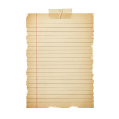 Blank Old Notebook Paper with Rough Edge on White Background
