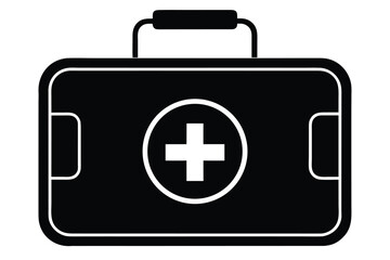 Obraz premium first aid kit vector icon silhouette