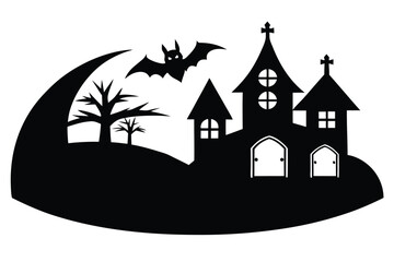 halloween caves   crypts houses vector icon silhou
