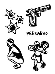 Cool Hand-Drawn Weapon and Fighter Aesthetic Stickers