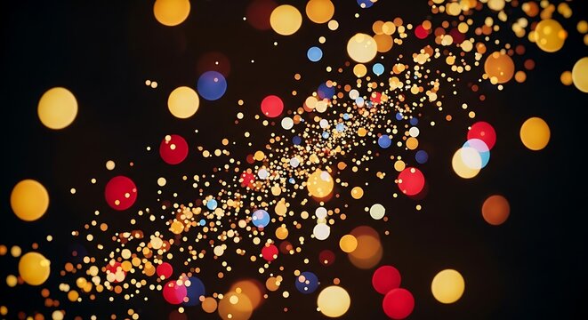 A vibrant display of colorful circles against a dark backdrop, showcasing a dynamic and festive mood.