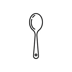 Simple outline drawing of a classic metal spoon on a white background