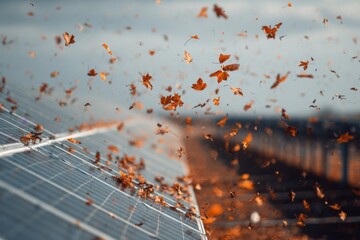 autumn leaves solar panel energy