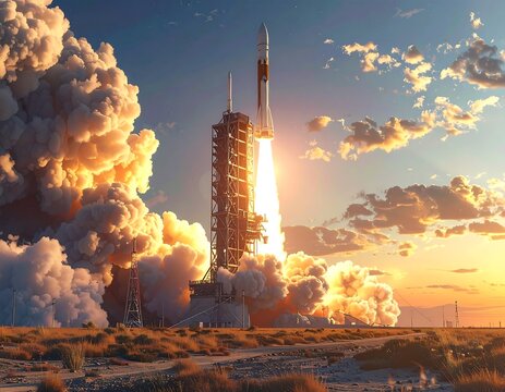 Rocket launch at sunset (2)