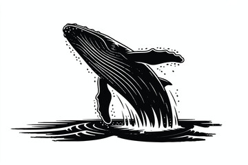 Whale Breaching Silhouette Vector — High-Quality Black Icon