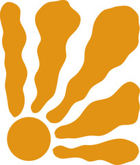 Retro Groovy Sun. Abstract Wavy rays bright colors 60s 70s style. Boho colorful groovy sun. Hippie poster. 