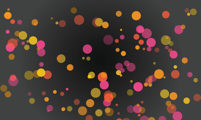Abstract background with scattered colorful circles floating on a dark gradient surface creating a sense of movement and randomness ideal for digital designs and presentations