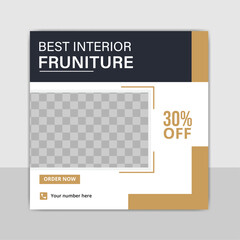 Interior furniture social media post design template, Elegant Interior Design Furniture Social Media Post Template.