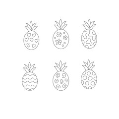 Set of pineapple. Drawn vector pineapple. flat illustration pineapple background. seamless pattern pineapple. pineapple flat illustration background.