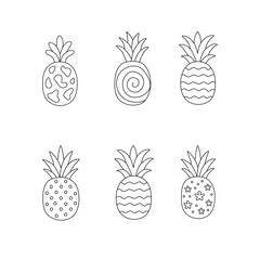 Set of pineapple. Drawn vector pineapple. flat illustration pineapple background. seamless pattern pineapple. pineapple flat illustration background.