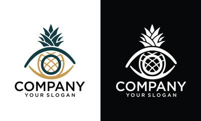 Creative pineapple eye vector logo. logo templates