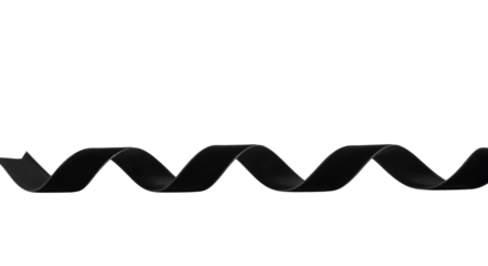 A simple black serpentine ribbon, a minimalist decorative element for modern gift wrapping and graphic design. Transparent Background, Cutout