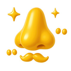 Funny yellow nose and mustache isolated on transparent background