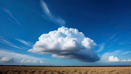 cloud formation in the blue sky a stunning cumulus cloud floats gracefully against a vibrant blue canvas embodying a sense of tranquility and open air serenity