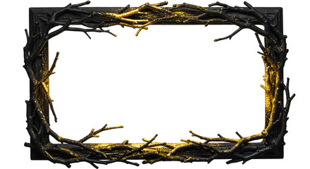 A spooky frame made of black thorny branches, a unique border for Halloween sales or edgy, dark-themed promotions. Transparent Background, Cutout