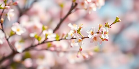 Soft focus spring blossoms, vibrant pastel colors, bokeh effect,  design,  serenity