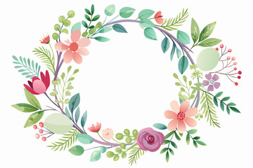 A set of elegant watercolor floral monogram logo designs featuring hand-painted botanical wreaths, pastel roses, peonies, and delicate greenery. Perfect for wedding invitations, luxury branding, femin