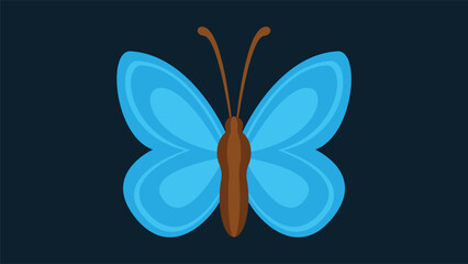 Butterfly icon in flat style. Butterfly vector illustration on blue background.