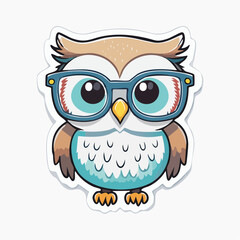 Fototapeta premium Wise Owl with Glasses Sticker