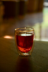 Close-up of the hot black tea. Cup of hot black tea. Food and beverage concept. Hot drink. Drink background. 