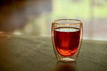 Close-up of the hot black tea. Cup of hot black tea. Food and beverage concept. Hot drink. Drink...