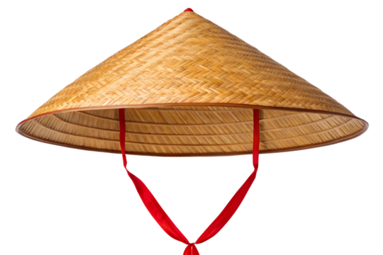 Traditional asian conical hat isolated on white background