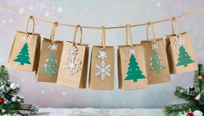Advent calendar made of paper bags. Eco friendly advent calendar. Christmas advent calendar 