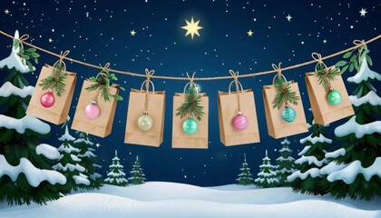 Advent calendar made of paper bags. Eco friendly advent calendar. Christmas advent calendar 