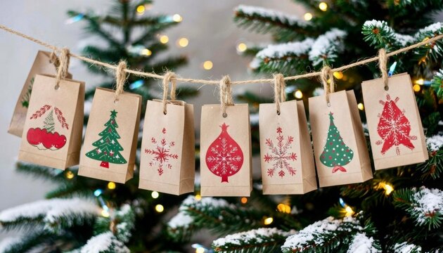 Advent calendar made of paper bags. Eco friendly advent calendar. Christmas advent calendar 