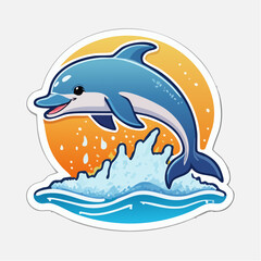 Naklejka premium Joyful Dolphin Leaping from the Waves