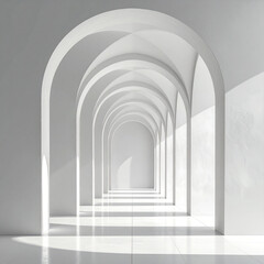 Fototapeta premium Elegant architectural arches in a minimalist space modern gallery photographic art bright environment front view serenity concept