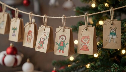 Advent calendar made of paper bags. Eco friendly advent calendar. Christmas advent calendar 