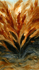 Abstract Floral Illustration with Warm Tones in Earthy Palette