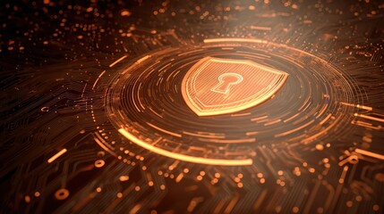 Obraz premium Digital Security Concept with Lock Symbol in High-Tech Background Featuring Futuristic Design