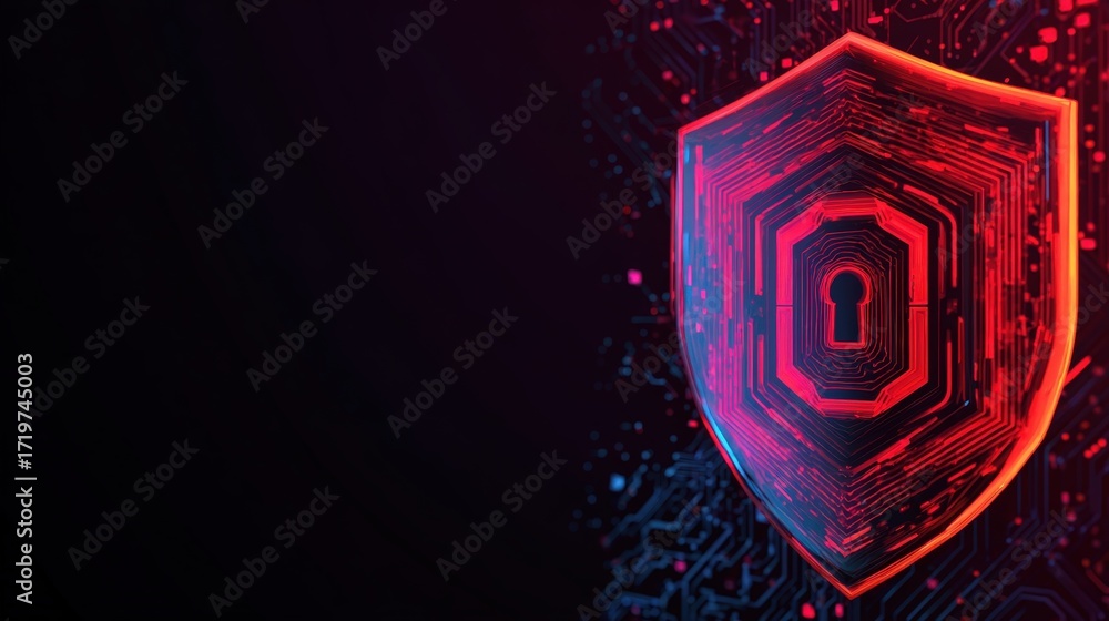 Aufkleber digital security shield with circuit background for cyber protection and data security themes