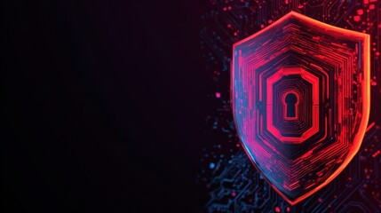 Digital Security Shield with Circuit Background for Cyber Protection and Data Security Themes
