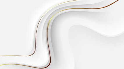 white abstract background with wavy golden lines