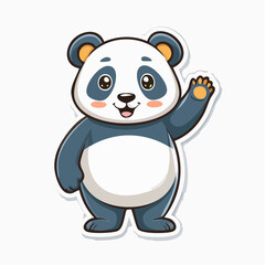 Naklejka premium Cheerful Panda Bear Waving Hello