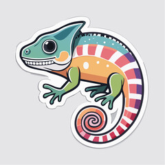 Naklejka premium Vibrant Cartoon Chameleon Sticker