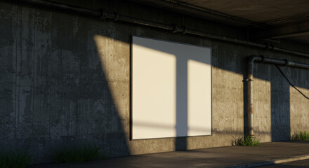 Fototapeta premium Smooth white rectangular blank poster mockup clean surface for advertising display.