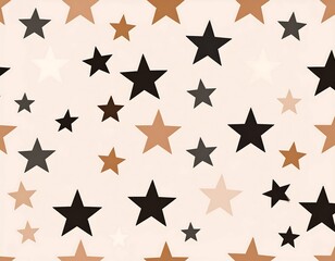 Obraz premium A seamless pattern of stars in varying shades of brown and black on a light beige background