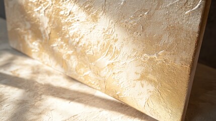 Gold and ivory textured canvas art piece