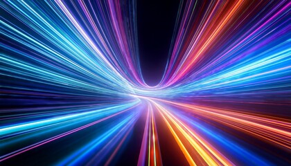 Fototapeta premium digital tunnel of light an impressive display of modern digital artistry showcasing a vivid light tunnel of glowing streaks creating a sense of speed and technological wonder