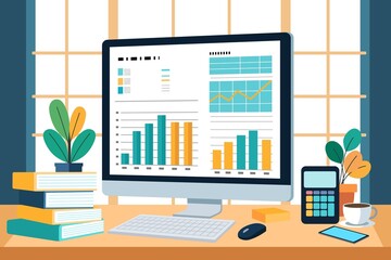 Accounting finance graphic report worker vector image