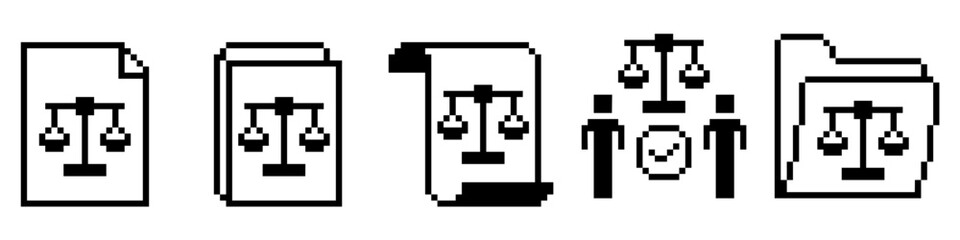 pixel set law icon vector for law, justice, and legal concepts. This simple, retro, 8-bit style is great for websites, apps, or games with a creative and nostalgic feel.