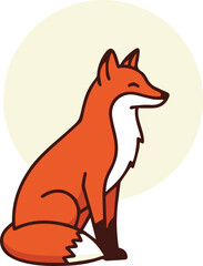 Obraz premium Adorable fox sitting patiently, a charming illustration for children's books or playful designs, conveying a sense of calm and nature's beauty