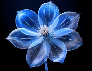 blue flower x ray a single blue flower its petals translucent and veined is captured in a stunning x ray style image showcasing its delicate structure and ethereal beauty
