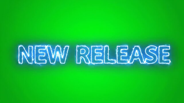 Dynamic New Release Animation on Green Screen with Electric Blue Outline Effect, Ideal for Product Launch and Promotion Showcase 3D Render
